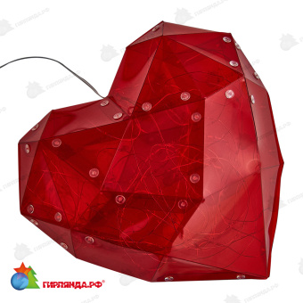 Светильник декоративный «Красное сердце», на батарейках 100 LED. Белый свет. Цвет корпуса красный. 10-3861