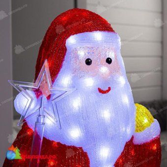 Светодиодная фигура акрил "Дед мороз в красном" 80 см, 8 режимов, холодный белый. 12-1507