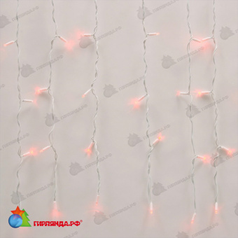 Гирлянда светодиодный занавес 3х2 м., 240 LED, красный, без мерцания, белый резиновый провод (Каучук), с защитным колпачком. 10-3718.