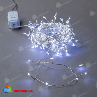 Гирлянда светодиодная "Роса", 5м. 125 LED. Белый свет. Провод прозрачный. 10-3613