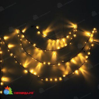 Гирлянда Нить 10 м., 100 LED, теплый белый, без мерцания, черный резиновый провод (Каучук), с защитным колпачком. 06-3150