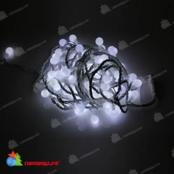 Гирлянда нить с насадками Шарики D25мм, 15м., 100 LED, холодный белый, белый резиновый провод (Каучук). 11-1721