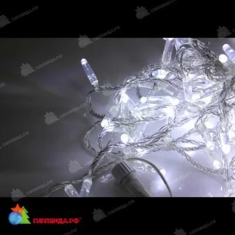 Гирлянда Нить, 10м., 100 LED, холодный белый, с мерцанием, прозрачный провод (пвх), с защитным колпачком. 11-1845