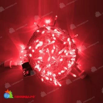 Гирлянда Нить, 5+5м., 100 LED, Красный, с мерцанием, прозрачный провод (пвх). 07-3856