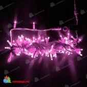 Гирлянда Нить, 10м., 100 LED, розовый, без мерцания, белый провод (пвх), с защитным колпачком. 07-3765