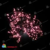Гирлянда светодиодный занавес, 2х1.5 м., 380 LED, розовый, без мерцания, черный ПВХ провод (Без колпачка). 11-1268