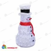 Акриловая светодиодная фигура «Снеговик в шляпе» 38х38х72 см, холодный белый, прозрачный ПВХ провод. 14-1533