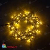 Гирлянда Нить 10 м., 75 LED, желтый, без мерцания, черный резиновый провод (Каучук), 220В. 04-3483