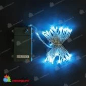Гирлянда Нить на Батарейках с Таймером, 5м., 50 LED, Небесно-Голубой, с мерцанием, прозрачный провод (силикон). 04-4332