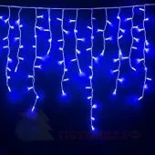 Гирлянда Бахрома, 3,2х0.9м., 232 LED, синий, без мерцания, белый резиновый провод (Каучук), с защитным колпачком. 04-3179