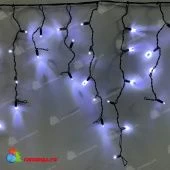 Гирлянда Бахрома, 2х0.6м., 80 LED, холодный белый, с мерцанием, черный ПВХ провод с защитным колпачком. 13-1242