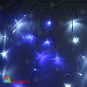 Гирлянда Бахрома, 3х0.9 м., 144 LED, сине-белая, с мерцанием, прозрачный ПВХ провод. 07-3506