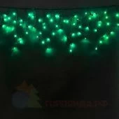 Гирлянда Бахрома, 3,1х0.5м., 150 LED, зеленый, без мерцания, черный резиновый провод (Каучук), с защитным колпачком. 04-3158