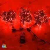 Гирлянда на деревья, спайдер, Луч, 3х20, 60м, 600 LED, 24B, красный, с мерцанием, черный ПВХ провод. 06-3095