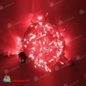 Гирлянда Нить, 10м., 100 LED, Красный, без мерцания, прозрачный провод (пвх). 07-3739