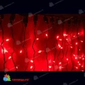 Гирлянда светодиодный занавес 2х6 м., 1425 LED, красный, с мерцанием, без контроллера, черный ПВХ провод (Без колпачка). 11-1107