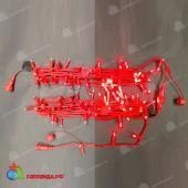 Гирлянда Нить, 5+5м., 100 LED, Красный, без мерцания, красный провод (пвх). 07-3848