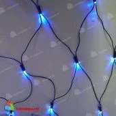 Светодиодная сетка, 2.4х1.2м., 180 LED, без мерцания, синий, черный провод. 13-1270