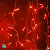 Гирлянда Бахрома, 3х0.9 м., 144 LED, красный, с мерцанием, белый ПВХ провод с защитным колпачком. 07-3517