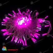 Гирлянда Нить 10 м., 100 LED, розовый, с мерцанием, белый резиновый провод (Каучук), с защитным колпачком. 03-3837
