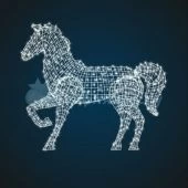 Световая фигура Лошадь, каркас - Нитка:хол. 24в. 09-3643