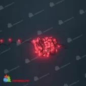 Гирлянда нить с насадками Шарики D25мм, 15м., 100 LED, красный, белый резиновый провод (Каучук). 11-1711