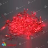 Гирлянда Нить, 10м., 100 LED, красный, без мерцания, прозрачный провод (пвх), с защитным колпачком. 11-1838
