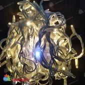 Гирлянда Нить, 10м., 100 LED, теплый белый, с мерцанием, белый резиновый провод (Каучук) с защитным колпачком. 13-1427