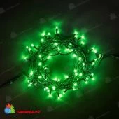 Гирлянда Нить 10 м., 75 LED, зеленый, без мерцания, черный резиновый провод (Каучук), 24В. 04-3425