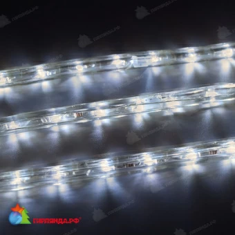 Светодиодный дюралайт LED, 2-х проводной, холодный белый, без мерцания, кратность резки 0,5 метра, диаметр 13 мм, 24В, 100 м. 06-3120
