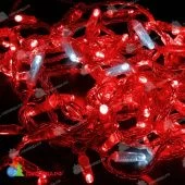 Гирлянда Нить 10 м., 100 LED, красный, с мерцанием, прозрачный ПВХ провод с защитным колпачком. 06-3075