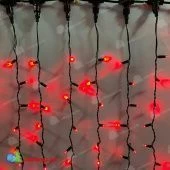 Гирлянда светодиодный занавес, 2х1,5м., 380 LED, красный, без мерцания, черный провод (пвх), с защитным колпачком. 13-1314